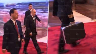 Russia President Vladimir Putin Seen with Nuclear Briefcase After Meeting Chinese Counterpart Xi Jinping in Beijing (Watch Video)