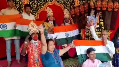 IND vs PAK, ICC Cricket World Cup 2023: Tricolour in Hands, Ramlila Artists in UP's Moradabad Cheer for Indian Team as India Take on Pakistan (Watch Video)