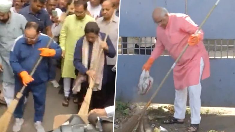 Swachhata Hi Seva 2023 Campaign: Gujarat CM Bhupendra Patel, JP Nadda, Other CMs and BJP Leaders Take Brooms in Hands to Participate in Nationwide Cleanliness Drive (Watch Videos)