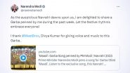 Navratri 2023: PM Narendra Modi Writes New Garba Song 'Maadi', Thanks MeetBros and Divya Kumar for Giving Voice and Music (Watch Video)