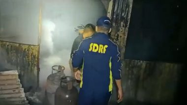 Uttarakhand Fire Video: Massive Blaze Erupts in Hotel As Two Gas Cylinders Explode in Canteen in Rudraprayag District