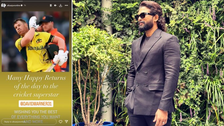 Allu Arjun Wishes Australian Cricketer David Warner a Happy Birthday, Says ‘Wishing You the Best of Everything’ (View Pic)