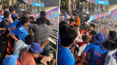 Spectators Fight During India vs Afghanistan CWC 2023 Match At Arun Jaitley Stadium in Delhi, Video Goes Viral