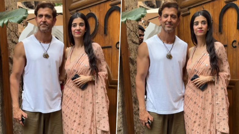 Hrithik Roshan and Girlfriend Saba Azad Spotted during Romantic Restaurant Outing, Fighter Actor Opts for Casual Tank Top and Track Pants (Watch Video)