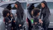 Kim Kardashian Shouts 'Stop' After Her Son Saint West Shows Middle Finger to Paps (Watch Viral Video)