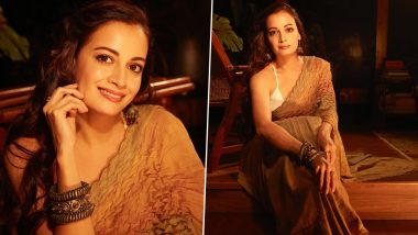 Dia Mirza's Dark Beige Crinkled Saree is Subtle Ethnic Fashion Done Right! (See Pics)