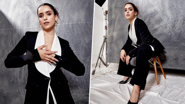 Sanya Malhotra Nails Fashion Game in Black and White Pantsuit (See Pics)