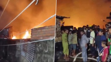 Assam Fire Video: Blaze Erupts At Harijan Colony in Dibrugarh, Footage Shows Raging Flames and Smoke