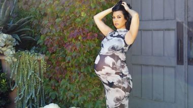 Kourtney Kardashian Is in the Halloween Mood! Preggers Reality TV Star Flaunts Baby Bump in Floral Mesh Bodycon Dress (View Pics)