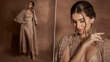 Diwali 2023 Fashion: Tara Sutaria is the Ultimate Trendsetter in Gold Embroidered Ethnic Fusion Gown (See Pics)