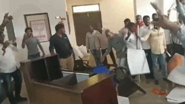 Rajasthan Assembly Elections 2023: BJP Office Vandalised in Rajsamand; Stones Pelted at State Unit Chief CP Joshi’s House in Chittorgarh (Watch Video)