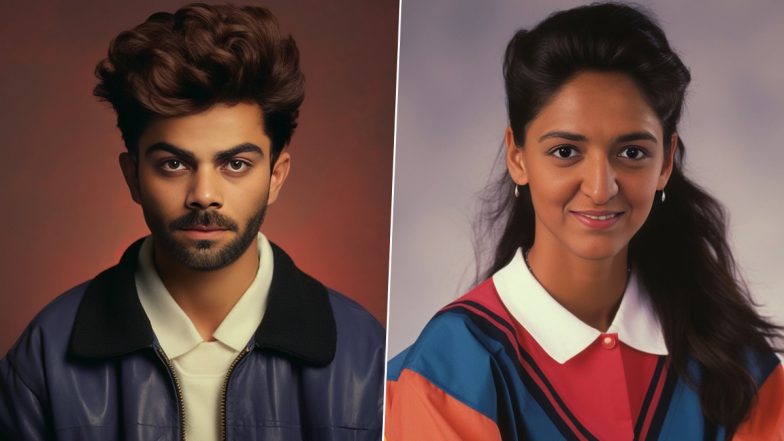 Mumbai Indians Join AI 90s Yearbook Photo Trend; Generates Pics of Indian Cricketers Including Virat Kohli, Harmanpreet Kaur