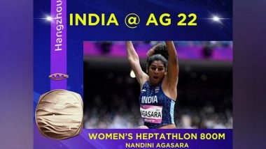 Sports News | Asian Games: Nandini Agasara Claims Bronze in Women's Heptathlon