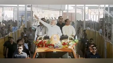 India News | PM Modi Arrives in Gwalior to Lay Foundation Stones of Several Projects