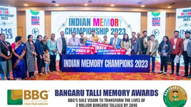 Business News | Indian Memory Sports Council Successfully Hosts 14th Indian Memory Championships on 1st Oct 2023 in Bengaluru BBG Bangaru Thalli Memory Awards