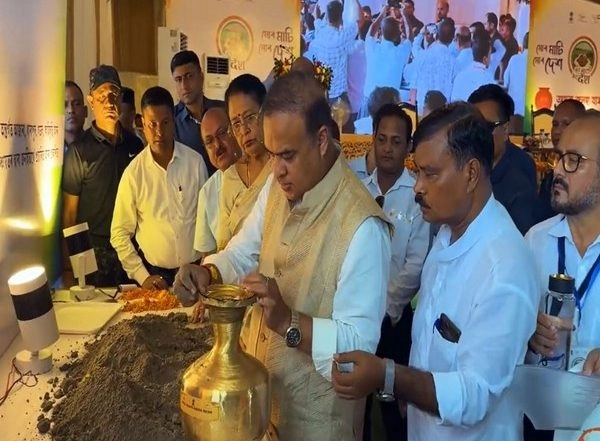 India News | Assam CM Sarma Attends Amrit Kalash Yatra in Dharapur