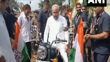 India News | Chhattisgarh CM Baghel Rides Motorcycle to Lead 'Bharosa Yatra' Ahead of Assembly Polls