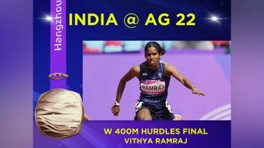 Sports News | Asian Games: Vithya Ramraj Clinches Bronze Medal in Women's 400m Hurdles