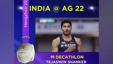 Sports News | Asian Games: Tejaswin Shankar Claims Silver in Decathlon, Creates National Record