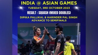Sports News | Asian Games Squash: Dipika-Harinder Triumph in Mixed Quarters, Assure Medal