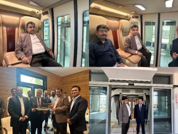 India News | Nitin Gadkari Takes Test Ride of Sky Bus in Sharjah - Vimarsana News