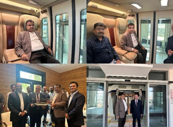 India News | Nitin Gadkari Takes Test Ride of Sky Bus in Sharjah