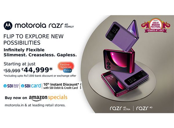 Business News | Amazon Great Indian Festival: Motorola Announces Festive Discounts for Its Razr Series, Motorola Razr 40 Available at an Early Access Deal of Rs 44,999