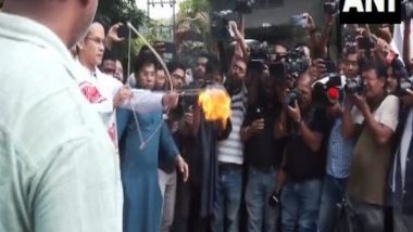 India News | Assam Congress Stages Protest Against Power Tariff Hike, Burns Down Notice Copy