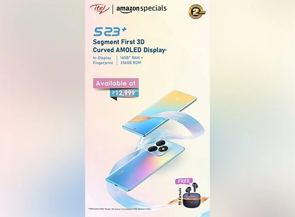 Business News | Itel S23+, India's First Smartphone with 3D Curved AMOLED Display at Rs 12,999 Available Now Only on Amazon