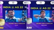 Sports News | Asian Games: Pravin Ojas, Abhishek Verma Clinch Gold, Silver in Men's Compound Archery; India's Medal Tally Hits 100