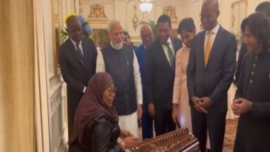 India News | Tanzanian President Hassan Tries Her Hands at Santoor with PM Modi's Encouragement