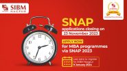 Business News | SIBM Nagpur Invites MBA Applications Via SNAP, Register by November 23rd, 2023