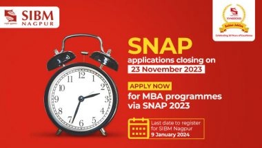 Business News | SIBM Nagpur Invites MBA Applications Via SNAP, Register by November 23rd, 2023