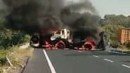 India News | Driver Killed, Helper Injured After Tanker Overturns in Madhya Pradesh's Narsinghpur