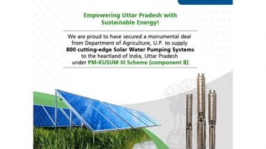 Business News | KSB Limited Secures Prestigious LOA for Solar Water Pumping Systems Under PM-KUSUM III Scheme