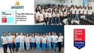 Business News | Aksentt Tech Named in India's Top 100 Best Workplaces for Women by Great Place to Work