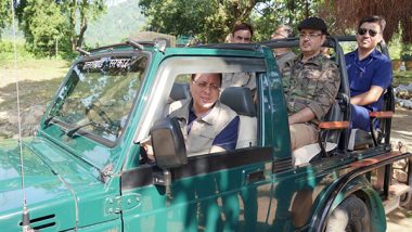 Uttarakhand CM Pushkar Singh Dhami Takes Safari Tour in Jim Corbett Tiger Reserve, Interacts With Tourists (See Pics)