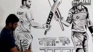 India News | UP Artist Creates Picture with Charcoal to Show Support for Team India Ahead of Match Against Pakistan