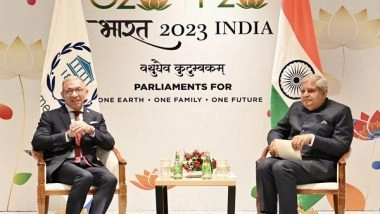 World News | Vice President Jagdeep Dhankhar Interacts with President of Inter-Parliamentary Union on P20 Sidelines