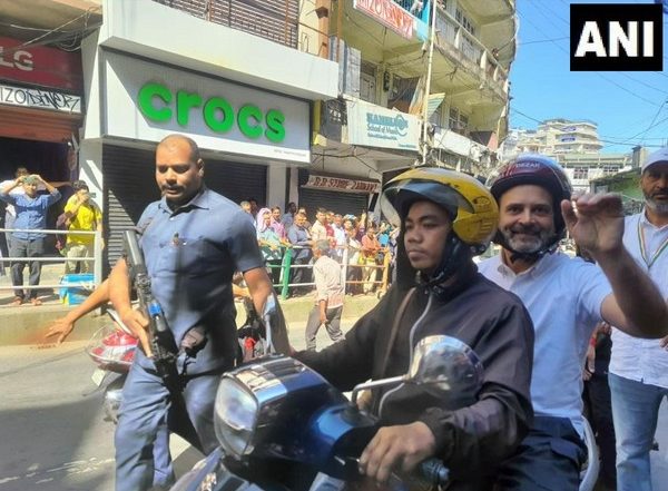 India News | Rahul Gandhi Rides Pillion on Scooter to Meet Former Mizoram CM