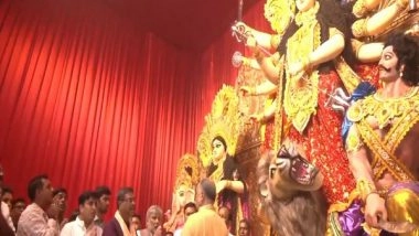 India News | Durga Puja: Union Minister Dharmendra Pradhan Goes Pandal Hopping in Kolkata