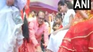 India News | MP CM Chouhan Performs Kanya Puja at CM House on Last Day of Navaratri