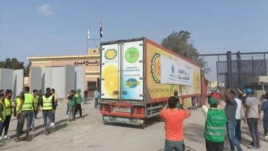 World News | Israel-Hamas War: Third Humanitarian Aid Convoy Enters Gaza
