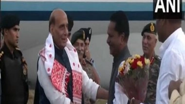 India News | Rajnath Singh Arrives in Tezpur, for Two-day Visit to Assam, Arunachal Pradesh