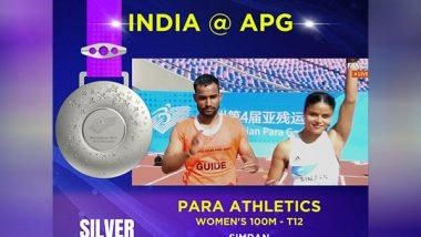 Sports News | Asian Para Games: Simran Vats Clinches Silver in Women's 100m T12 Event