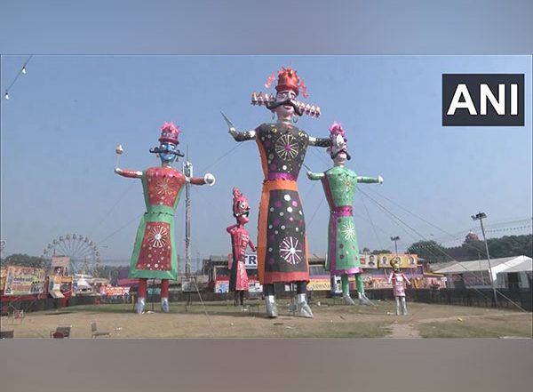 India News | Delhi: Effigies of Ravan, Meghnad, Kumbhkaran Installed at Red Fort Ground on Vijaya Dashmi