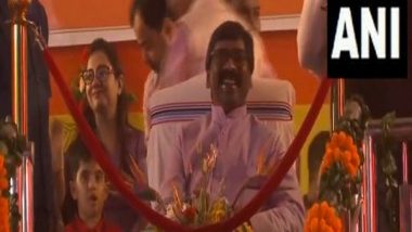 India News | Ranchi: Jharkhand CM Hemant Soren Attends Ravan Dahan Programme at Morabadi Ground