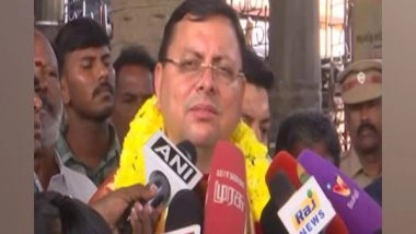 India News | Uttarakhand CM Offers Prayer at Parthasarathy Swamy Temple; to Hold Roadshow in Chennai