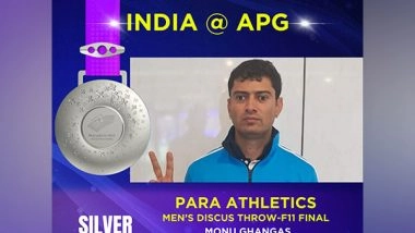 Sports News | Para Asian Games: Monu Ghanghas Secures Silver in Men's Discus Throw