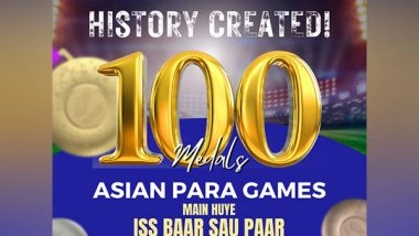 Sports News | India Create History, Cross 100 Medals at Asian Para Games in Record-breaking Campaign